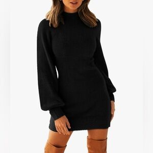 Black long sleeve turtleneck dress